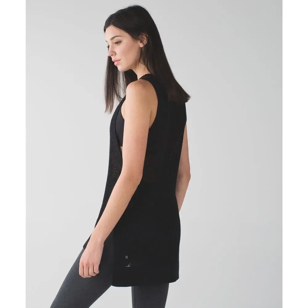 Lululemon Simply The Vest Black Open Knit Oversized Pullover